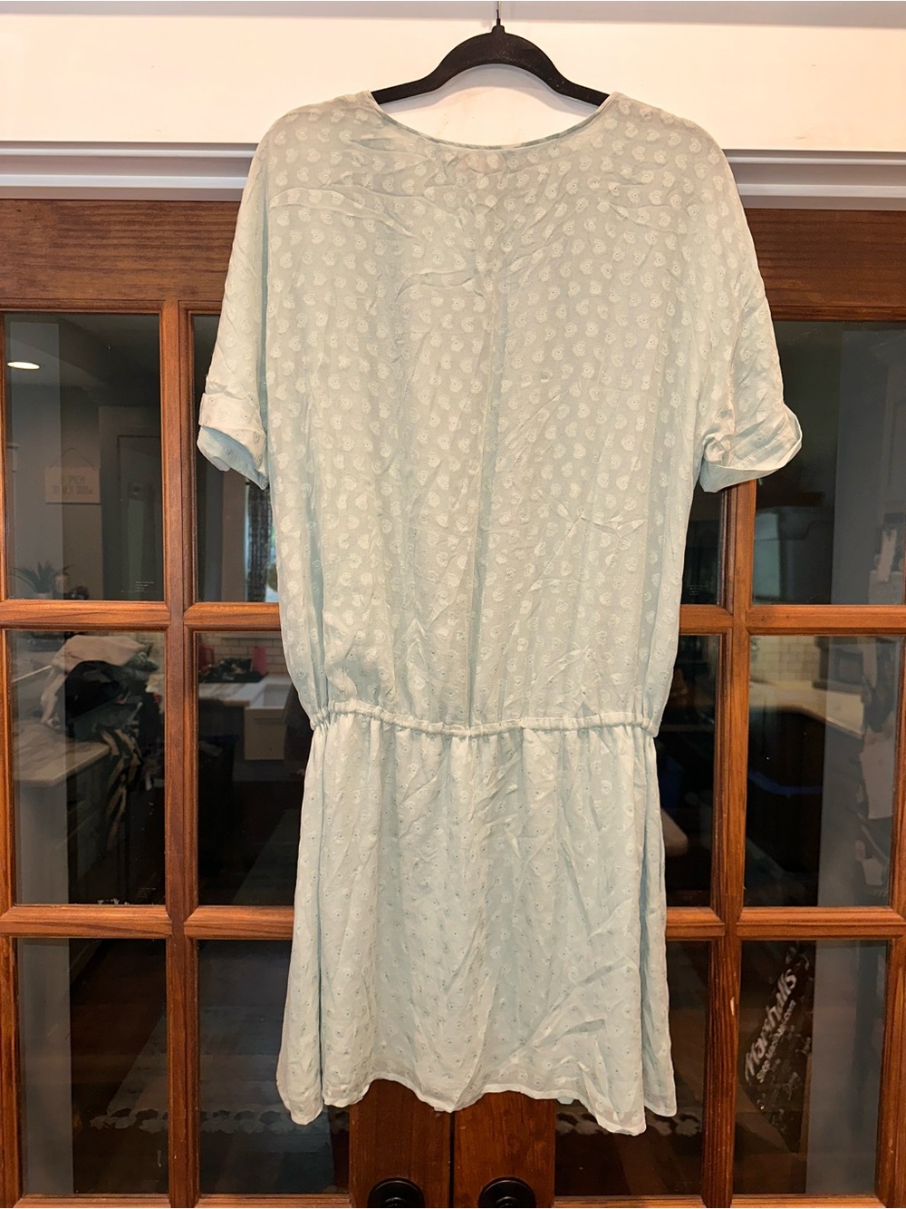 Tory Burch NWT Silk Size Large Mint Green Elastic Waist Dress - Picture 7 of 13
